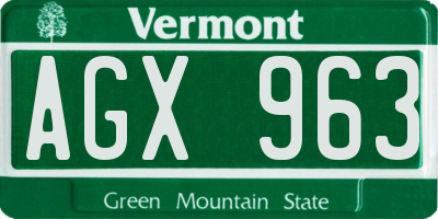 VT license plate AGX963