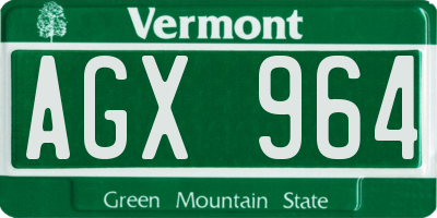 VT license plate AGX964
