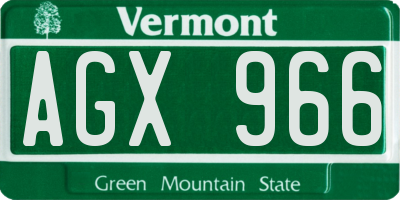 VT license plate AGX966