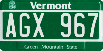 VT license plate AGX967