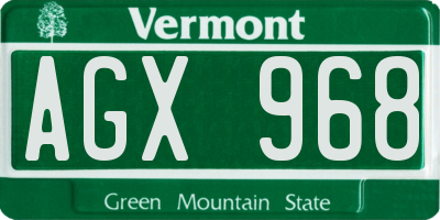 VT license plate AGX968