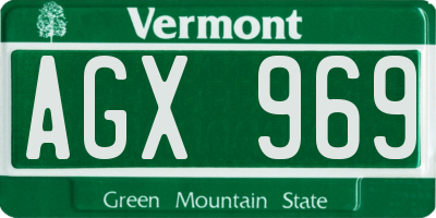 VT license plate AGX969