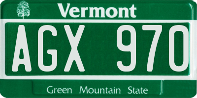 VT license plate AGX970