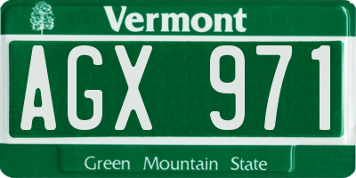 VT license plate AGX971