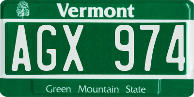 VT license plate AGX974