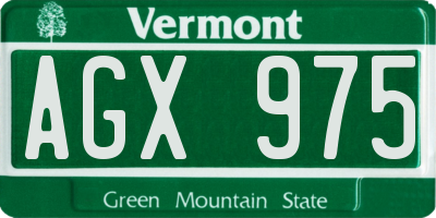 VT license plate AGX975