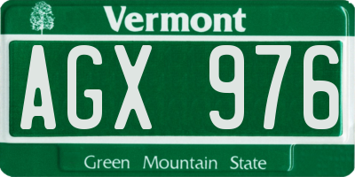 VT license plate AGX976
