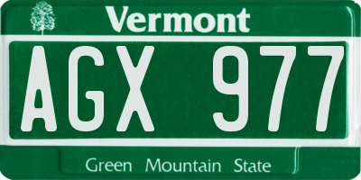 VT license plate AGX977