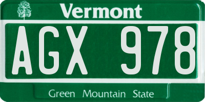 VT license plate AGX978