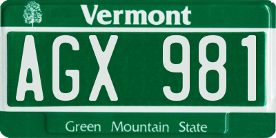 VT license plate AGX981
