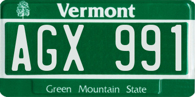 VT license plate AGX991