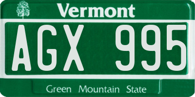 VT license plate AGX995
