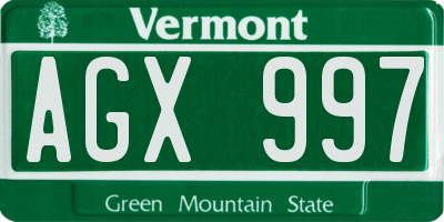 VT license plate AGX997