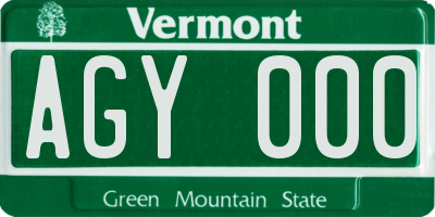 VT license plate AGY000