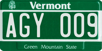 VT license plate AGY009