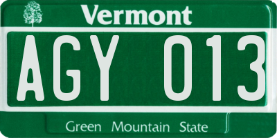 VT license plate AGY013