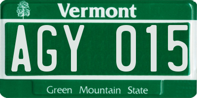 VT license plate AGY015