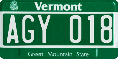 VT license plate AGY018