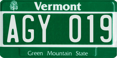 VT license plate AGY019