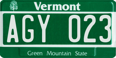 VT license plate AGY023