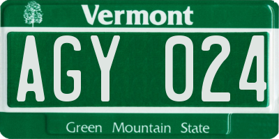VT license plate AGY024