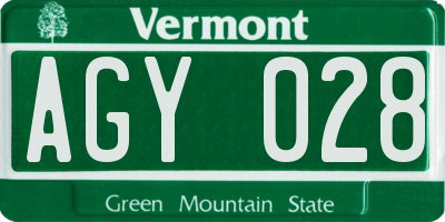 VT license plate AGY028