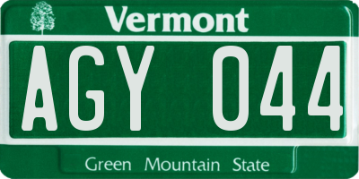VT license plate AGY044