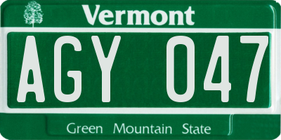 VT license plate AGY047