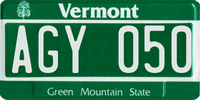 VT license plate AGY050