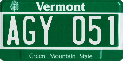 VT license plate AGY051