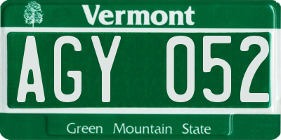 VT license plate AGY052