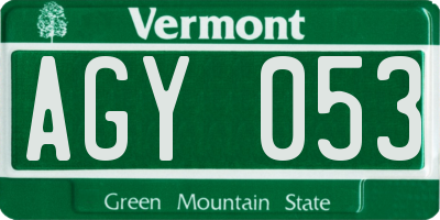 VT license plate AGY053