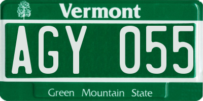 VT license plate AGY055