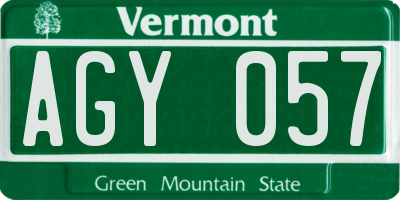 VT license plate AGY057