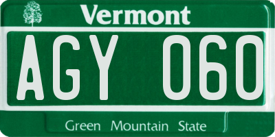 VT license plate AGY060