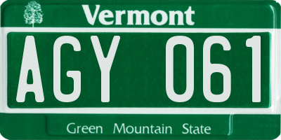 VT license plate AGY061