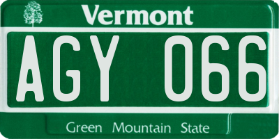 VT license plate AGY066
