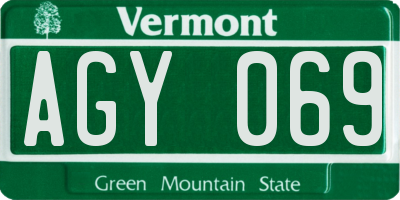 VT license plate AGY069