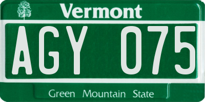 VT license plate AGY075