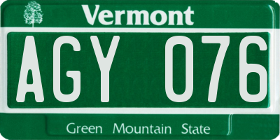 VT license plate AGY076