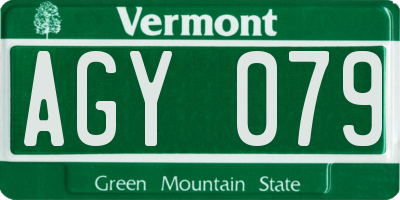 VT license plate AGY079