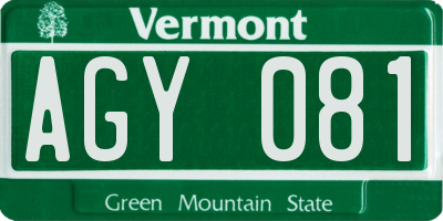 VT license plate AGY081