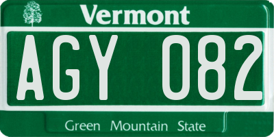 VT license plate AGY082