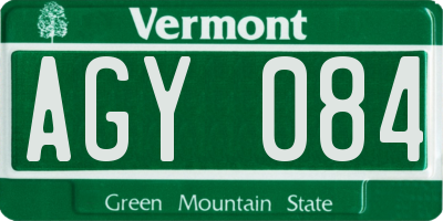 VT license plate AGY084
