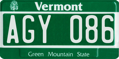 VT license plate AGY086