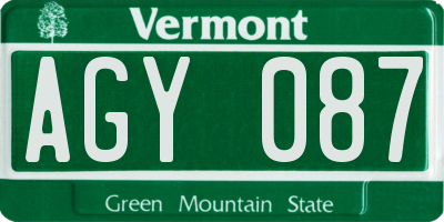VT license plate AGY087