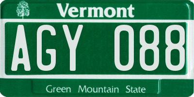 VT license plate AGY088