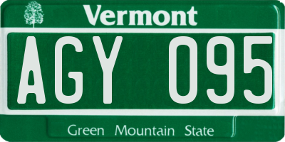 VT license plate AGY095