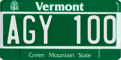 VT license plate AGY100