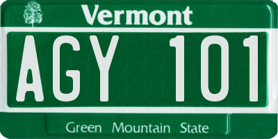VT license plate AGY101